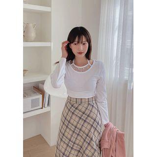 Lace-inset Cotton Halter Top