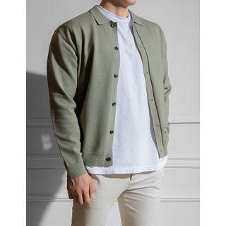 Collared Wool Blend Cardigan In 10 Colors