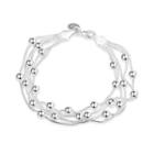 Simple Multilayer Ball Bead Bracelet Silver - One Size