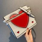 Heart Print Studded Crossbody Bag