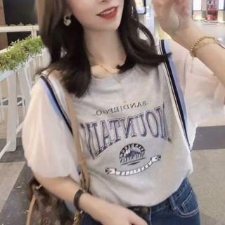 Short-sleeve Print Mesh T-shirt