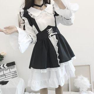 Long-sleeve A-line Dress / Jumper Skirt / Headpiece