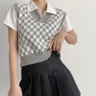 Check Pattern Knit Vest