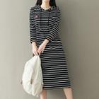 Striped Hooded Midi Dress