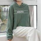 Long-sleeve Letter Embroidered Hoodie Green - One Size