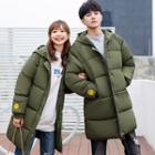 Couple Matching Smiley Face Embroidered Hooded Padded Coat