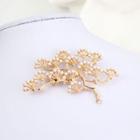 Faux Pearl Alloy Branches Brooch Gold - One Size