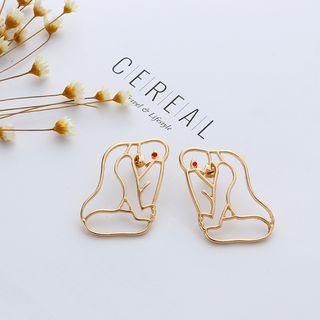 Metallic Stud Earring 1 Pair - 5309 - One Size