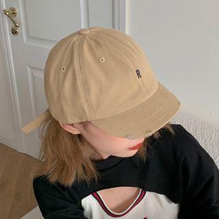 Letter Embroidered Distressed Baseball Cap