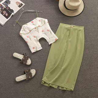 Floral Cropped Camisole Top / Midi Skirt / Set
