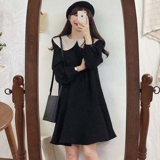 Peter Pan Collar Long-sleeve A-line Mini Dress