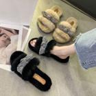 Faux Fur Ribbon Slippers