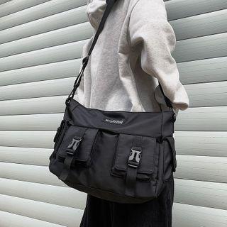 Snap Buckle Multi-section Crossbody Bag Black - One Size