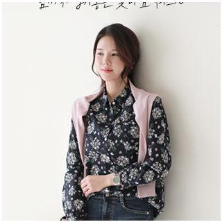 Pocket-detail Floral Print Blouse