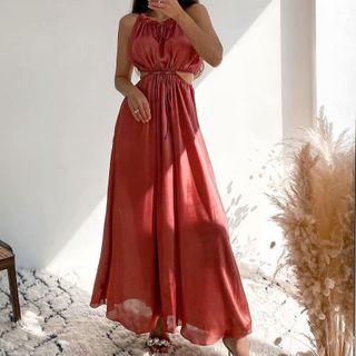 Sleeveless Cut-out Maxi A-line Dress