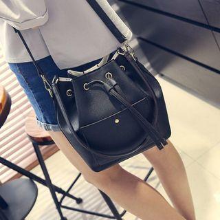 Faux-leather Drawstring Bucket Bag