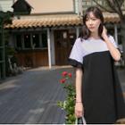 Frill-sleeve Color-block Dress