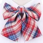 Plaid Ribbon Bow Tie Red & Blue - One Size