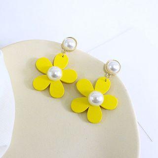 Flower Dangle Earring Yellow - One Size