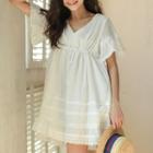 V-neck Short-sleeve Lace Minidress