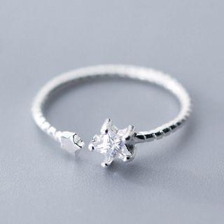 925 Sterling Silver Rhinestone Ring Ring - One Size
