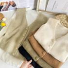 Button-up V-neck Knit Vest In 6 Colors