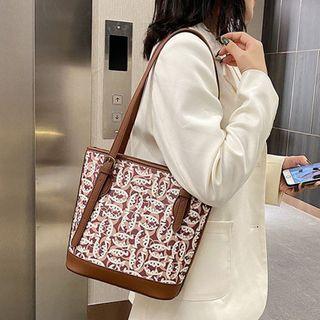 Print Faux Leather Bucket Bag