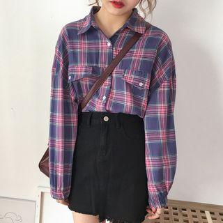 Plaid Shirt Purple - One Size