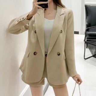 Set Of 2: Double-breasted Blazer + Short