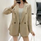 Set Of 2: Double-breasted Blazer + Short