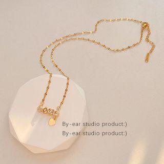 Rhinestone Lettering Necklace X811 - Gold - One Size