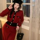 Long-sleeve Button-up Top / Wide Leg Pants