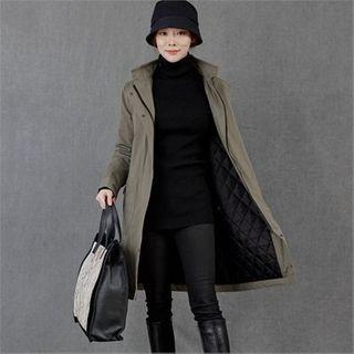 Zip-up Fleece-lined Long Jacket