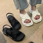 Square-toe Platform Slingback Sandals