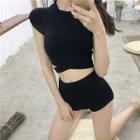 Cap-sleeve Knit Bikini