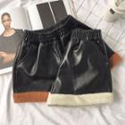 Fleece Lined Faux Leather Shorts