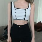 Sleeveless Contrast Trim Cropped Top / Fitted Shorts
