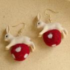 Pom Pom Rabbit Earring / Clip-on Earring