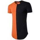 Color Block Short-sleeve Longline T-shirt