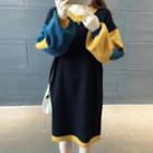 Long-sleeve Multi-color Knit Midi Dress