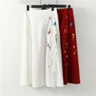 Flower Print Midi A-line Skirt