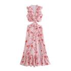 Sleeveless Floral Cutout Maxi A-line Dress