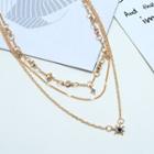 Alloy Rhinestone Star Layered Necklace Gold - One Size