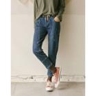Drawstring-waist Slim-fit Jeans Blue - One Size