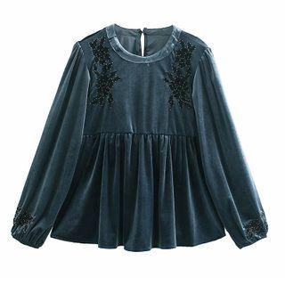 Velvet Peplum Blouse