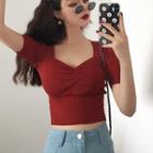 Short-sleeve Crop Top Red - One Size