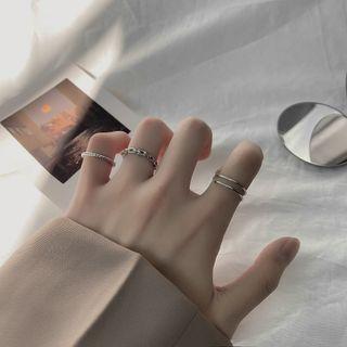 Set Of 3: Alloy Ring Set Of 3 - Silver - One Size
