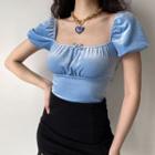 Square-neck Bow Velvet Top