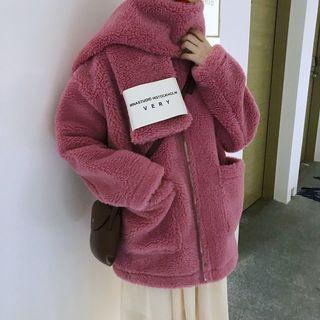 Set: Furry Zip Jacket + Scarf