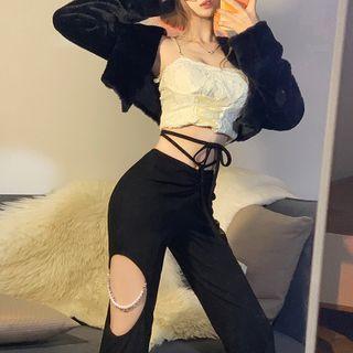 Lace-up Cutout Bootcut Pants